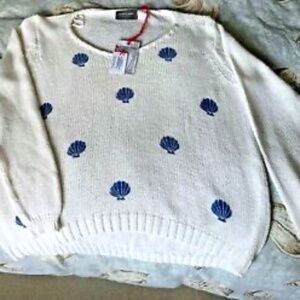 Wooden Ships Mini  Shells Cotton Sweater sz S/M
